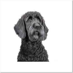 [AI Art] Portrait of a Black Labradoodle, Line Art Posters and Art